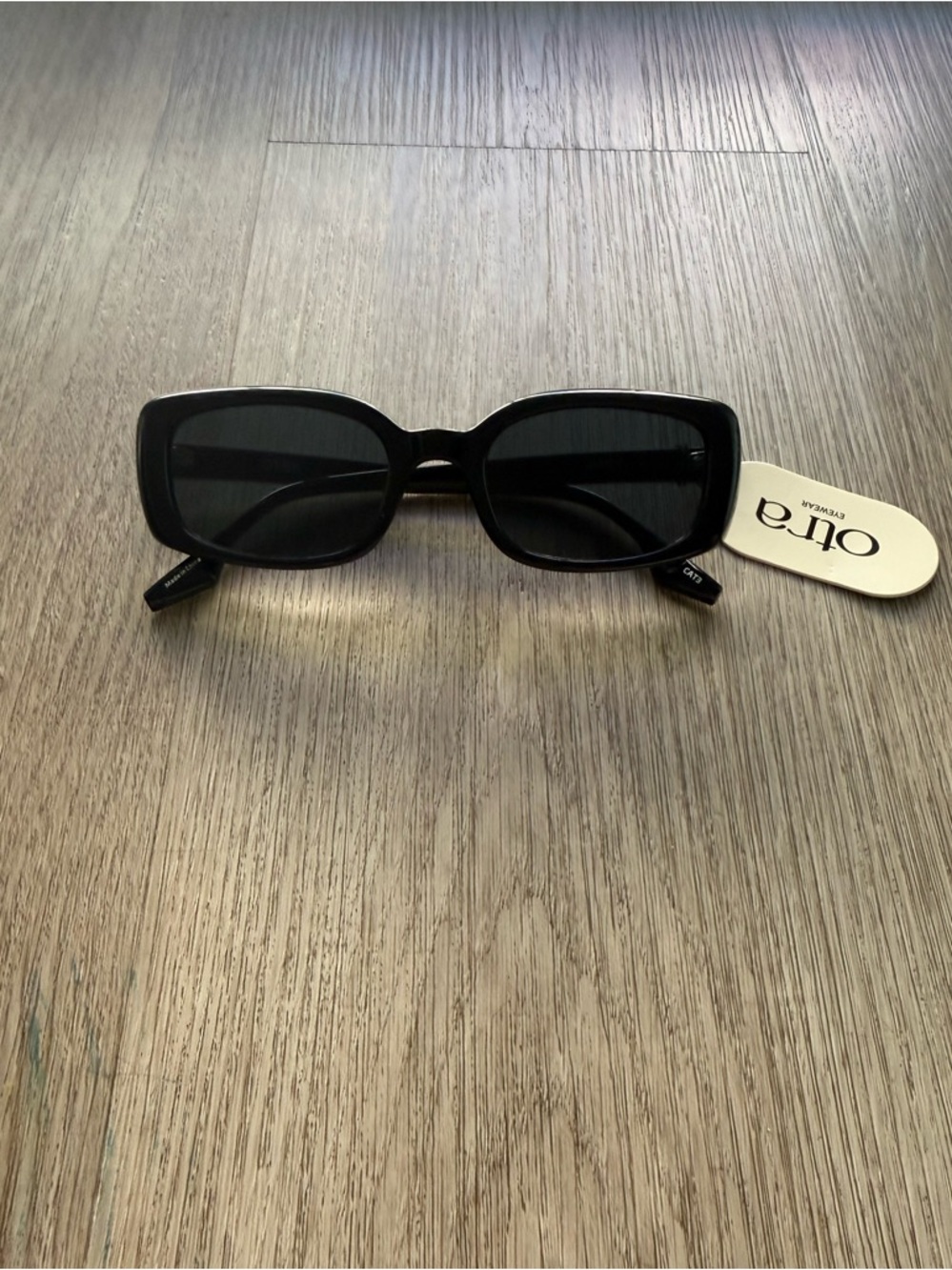 otra daisy black small rectangular retro modern 90's sunglasses eyewear NEW